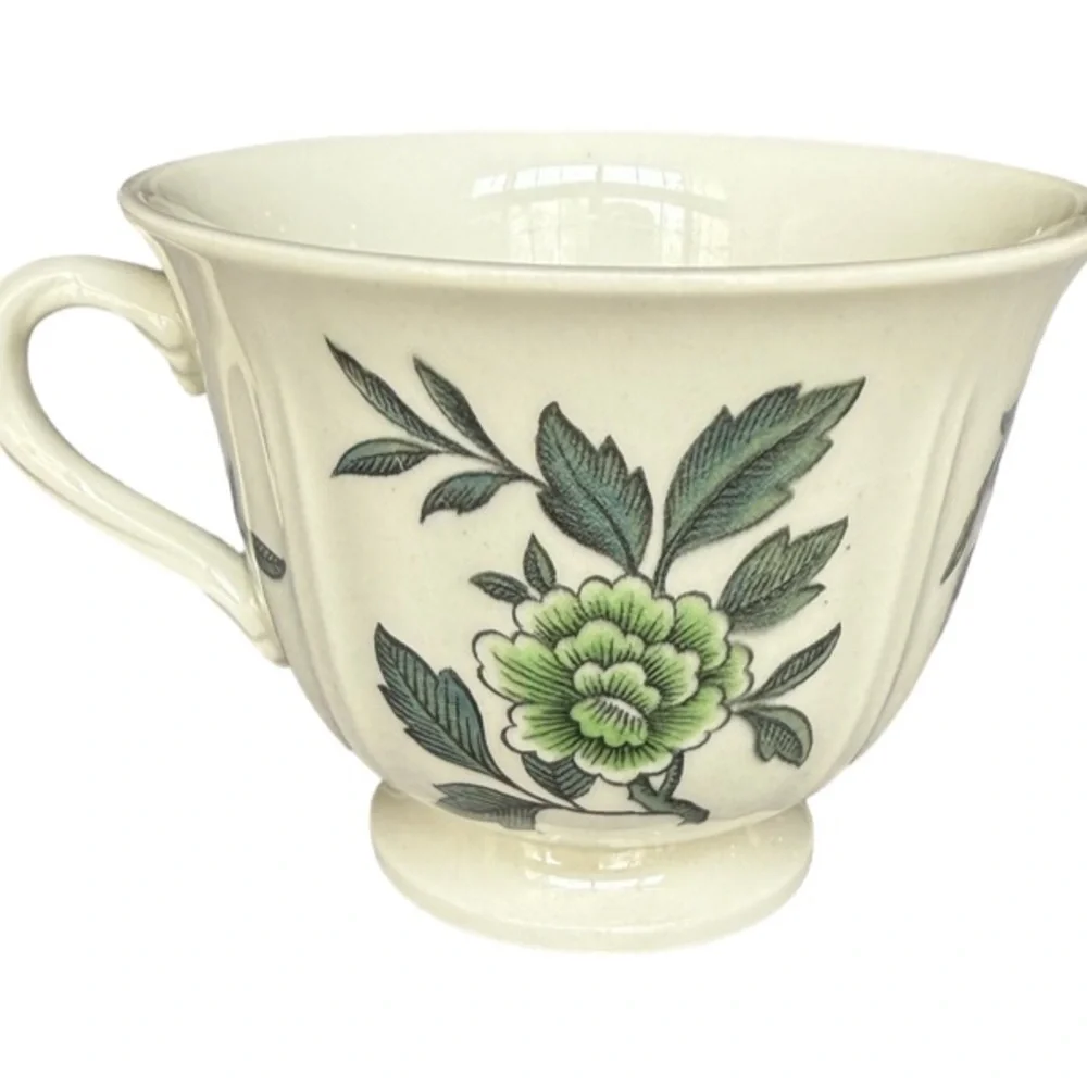Wedgwood “Green Leaf” Teacup and Saucer Set Made in England